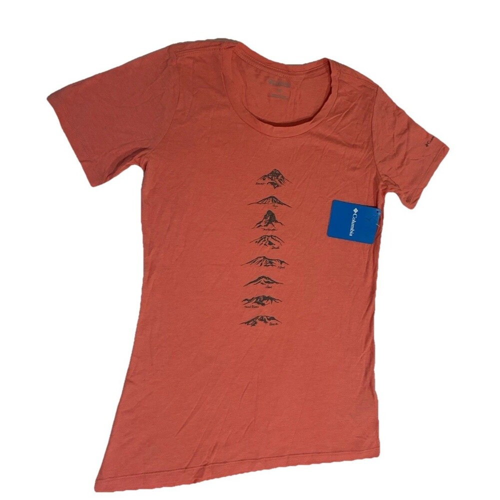Columbia Sportswear Women S Coral Graphic Tee Athleisure Famous Mountains Peaks